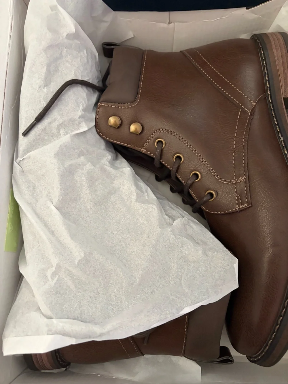 0188: Men's Club Room Westin Dark Brown Leather Boots with Lace-Up Closure
